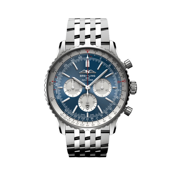 Breitling Navitimer B01 cronografo 46 in acciaio inossidabile blu AB0137211C1A1