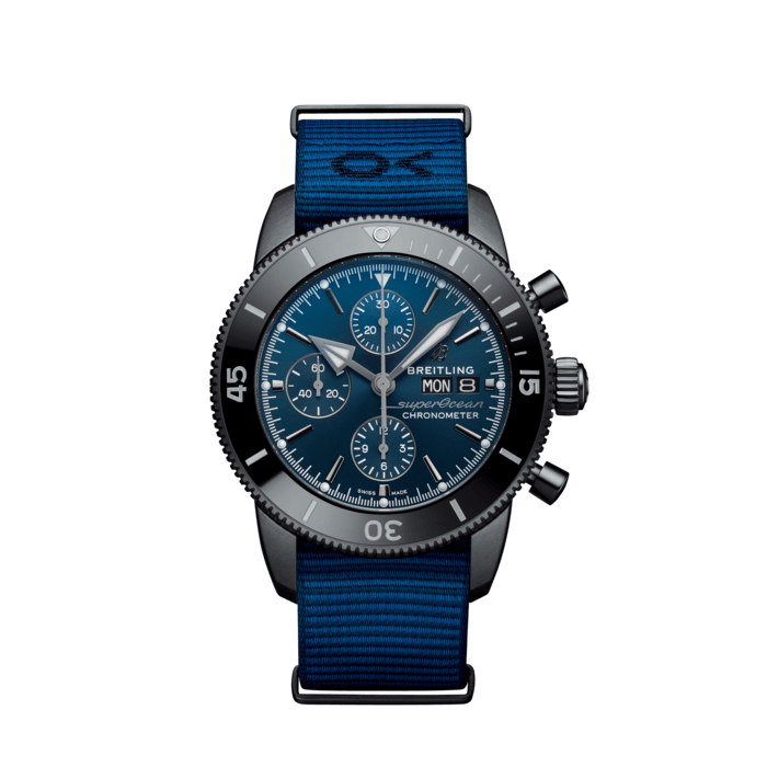 Breitling Superocean Heritage Chronograph 44 Blu in acciaio inossidabile con rivestimento inossidabile con rivestimento DLC esterno M1333132A1C1W1