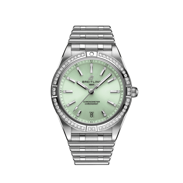 Breitling Chronomat Automatic 36 in acciaio inossidabile (set gem) Verde menta A10380591L1A1