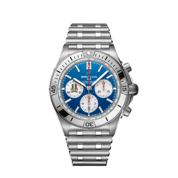 Breitling Chronomat B01 42 SIX NATIONI Italia in acciaio inossidabile blu AB0134A41C1A1