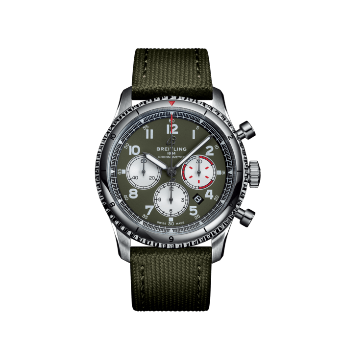 Breitling Aviator 8 B01 cronografo 43 Curtiss Warhawk in acciaio inossidabile verde AB01192A1L1x1