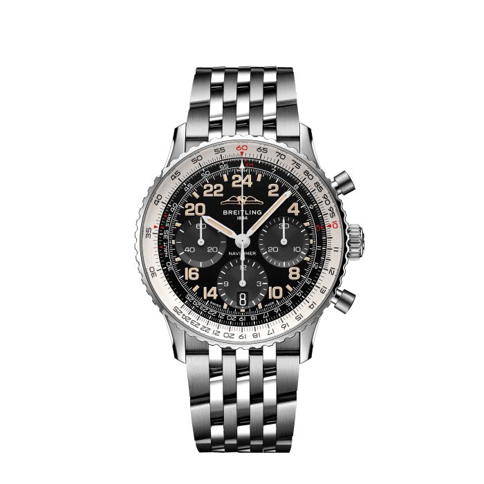 Breitling Navitimer B02 cronografo 41 acciaio inossidabile Cosmonaute& Platinum Black PB02301A1B1A1