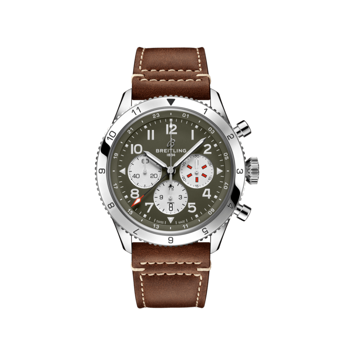 Breitling Super Avi B04 Chronograph GMT 46 Curtiss Warhawk in acciaio inossidabile verde AB04452A1L1X1