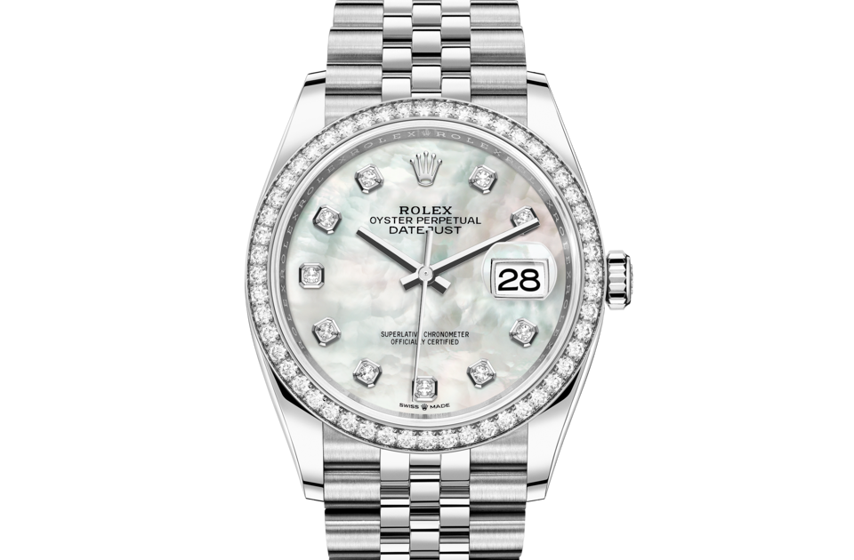 Rolex Datejust 36 Oyster 36 mm Oystersteel White Gold and Diamonds M126284RBR-0011