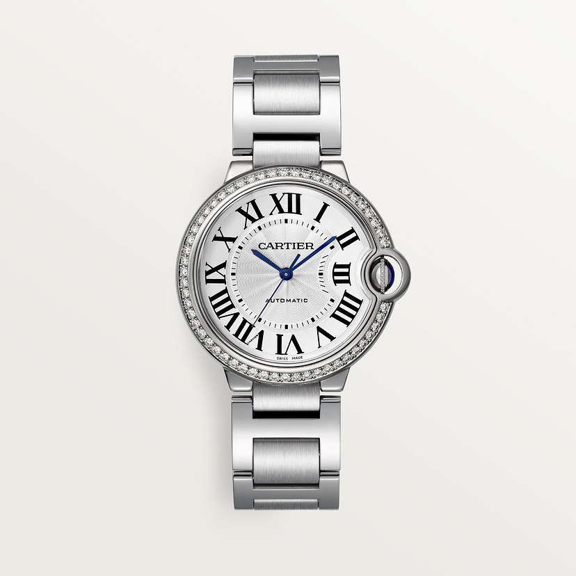 Ballon Bleu de Cartier Guarda 36 mm Movimento meccanico con diamanti in acciaio avvolgenti automatici