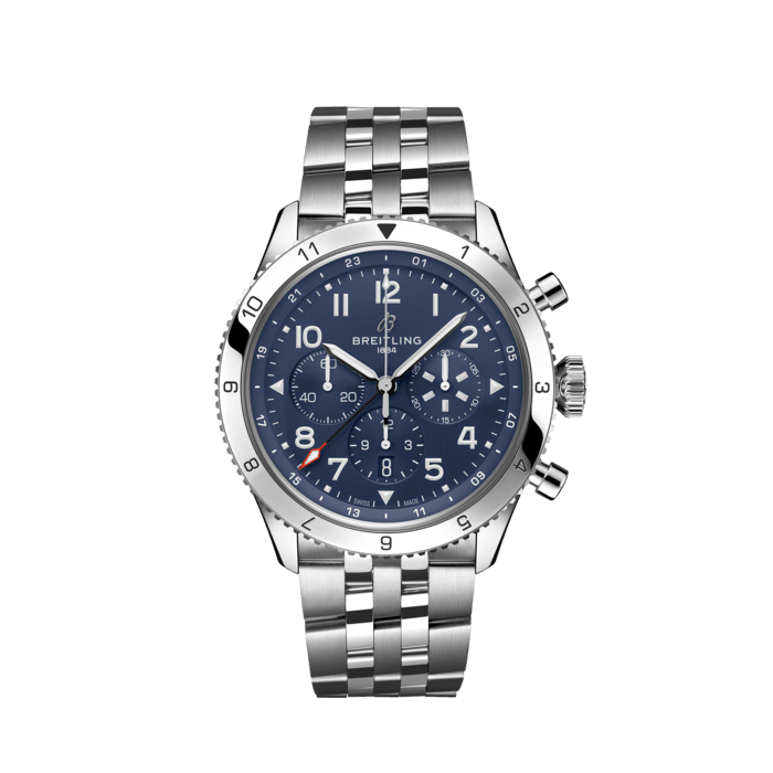 Breitling Super Avi B04 Chronograph GMT 46 Tribute to Vought F4U Corsair in acciaio inossidabile blu AB04451A1C1A1