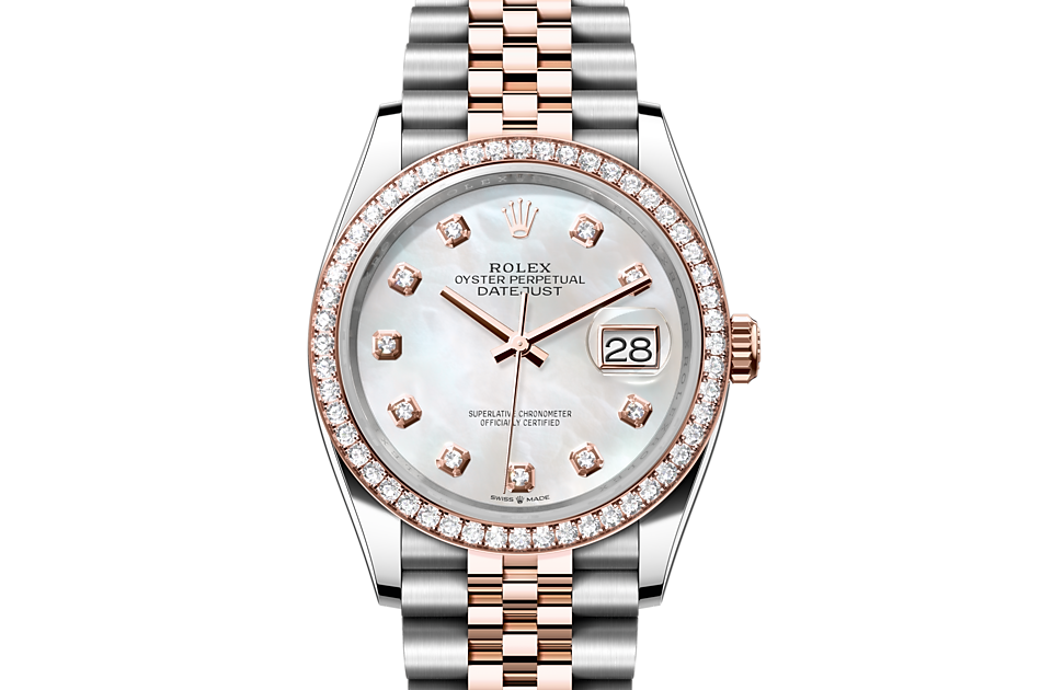 Rolex Datejust 36 Oyster 36 mm Oystersteel Everose Gold and Diamonds M126281RBR-0009