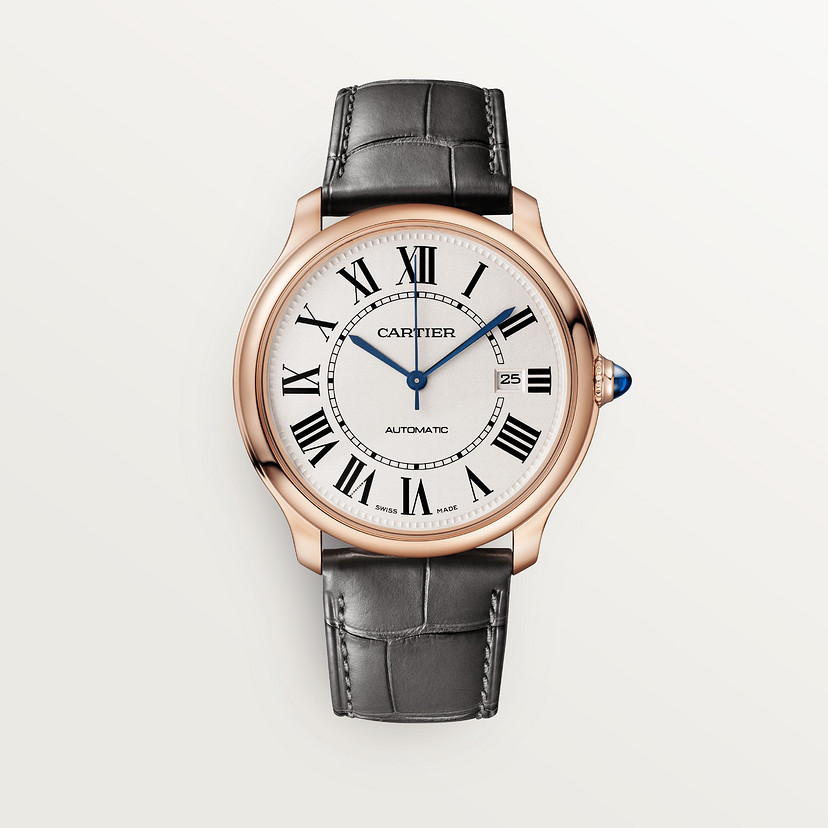 Ronde Louis Cartier Guarda 40 mm Movimento meccanico con avvolgimento automatico in pelle in oro rosa