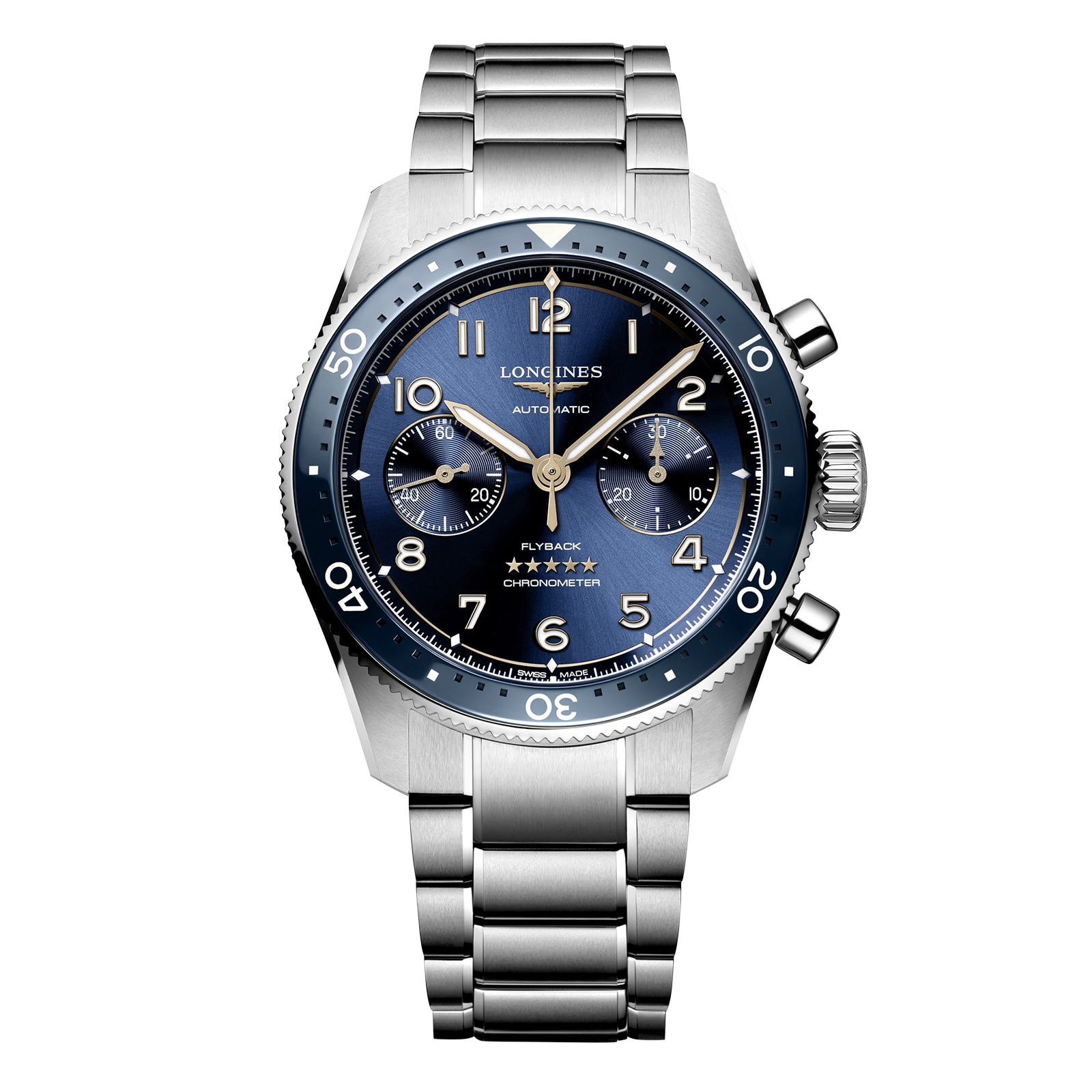 Longines Spirit Flyback 42mm in acciaio inossidabile Blue Sunray Dial L38214936