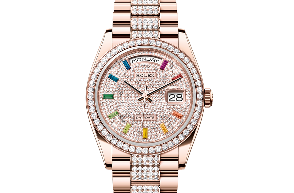 Rolex Day Date 36 Oyster 36 mm Everose Gold and Diamonds M128345RBR-0043