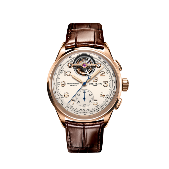 Breitling Premier B21 Chronograph Tourbillon 42 Léon Breitling 18K Red Gold Cream RB2120211G1P1