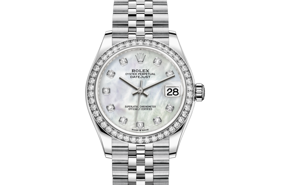 Rolex Datejust 31 Oyster 31 mm Oystersteel White Gold and Diamonds M278384RBR-0008