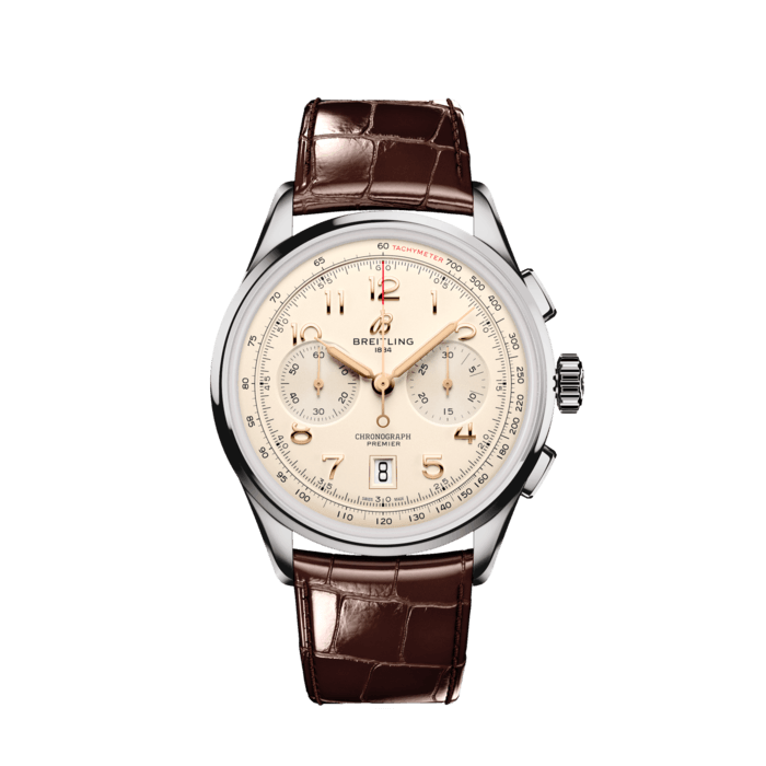 Breitling Premier B01 Chronograph 42 Cream in acciaio inossidabile AB0145211G1P1